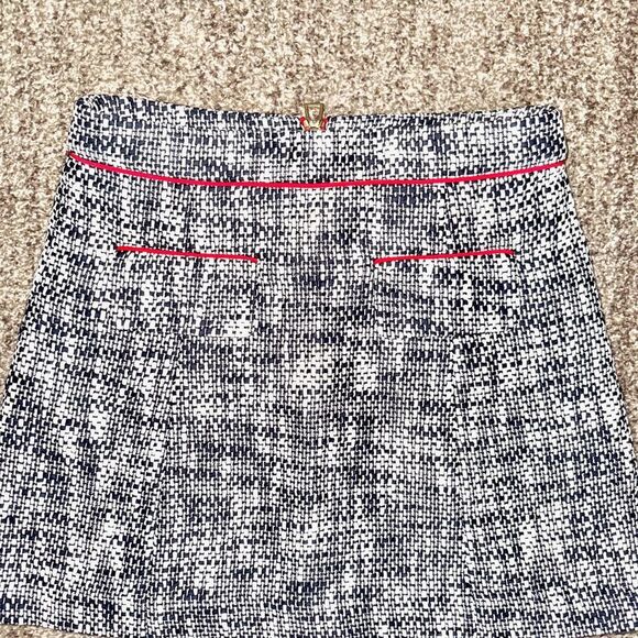 Sable to Sable STS Women's Blue White Tweed Skirt Red Trim Size 2 - Picture 6 of 11